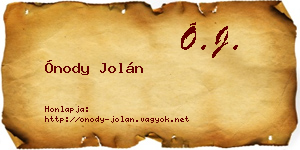 Ónody Jolán névjegykártya